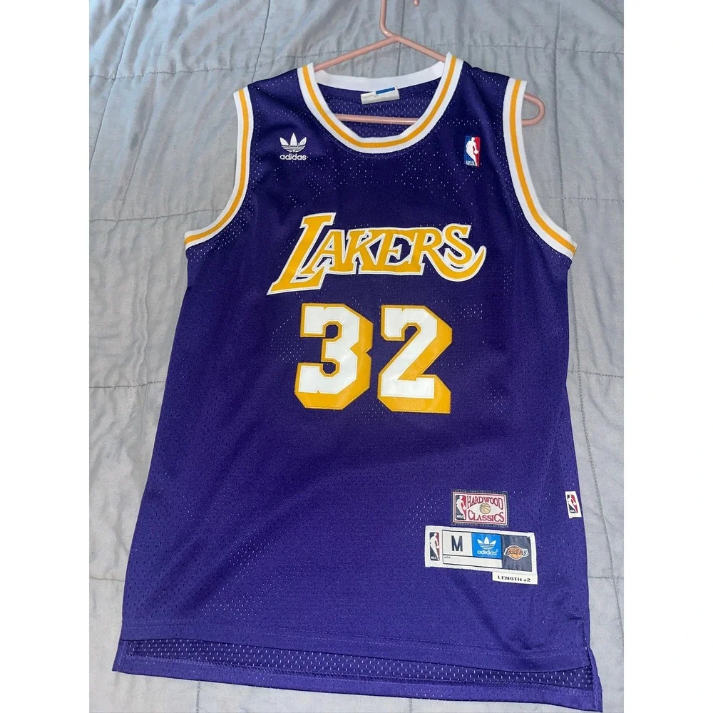 Adidas Lakers Magic Johnson 32 Hardwood Classics Jersey Purple Mens Medium